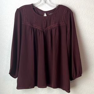 Loft Outlet Maroon Burgundy Red Blouse Small